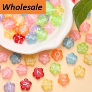 50Pcs 9mm Flower Shape Acrylic Letter Beads Fashion Colorful Loose Beads For Jewelry Making DIY Hand