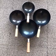 Traditional Black Classic Cooking Wok Carbon Steel Wok with Handle (Round Bottom) Kuali Wok Klasik (