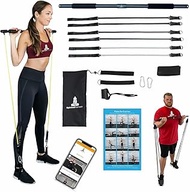 Spirited Namaste-Pilates Bar Home Gym Workout Equipment Kit with Resistance Bands| Portable Exercise Fitness Bar/Stick for Women and Men | 20,30, &amp; 40 lb Pilate Toning Adjustable Squat &amp; Body Band