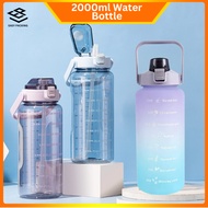 2000ml Reminder water bottle with straw scale big bottle 2Liter gym bottle sport water bottles