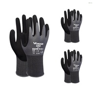 Toho 3-Pairs Nitrile Impregnated Work Gloves Safety Gloves for Gardening Maintenance Warehouse for Men and Women (Black Gray M)