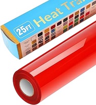Red Heat Transfer Vinyl Rolls 12 Inch by 25feet Roll HTV Iron on Vinyl DIY for T-Shirt Easy to Cut &