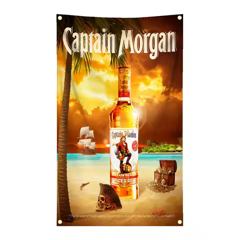 90x150cm Captain Morgan Rum Flag Tapestry Polyester Digital Printing Banner for Garage Wall Art Out 