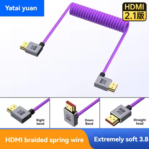 Portable Spring Coiled HDMI-Compatible2.1 Cable Mini to Micro HDMI-compatible Adapter 8K@60Hz for DV