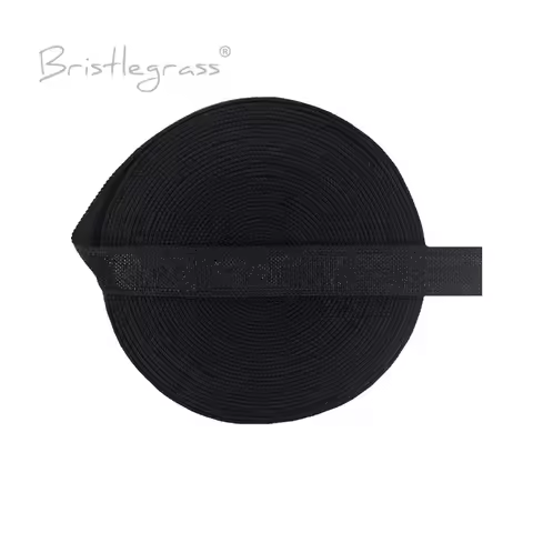 BRISTLEGRASS 5 Yard 3/8" 10mm Black Spandex Satin Band Shiny Non-fold Over Elastic Headband Bra Stra