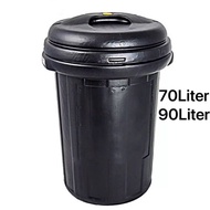 70L/90L FIBER Garbage Bin Dustbin With Cover MAPO HEAVY DUTY / Tong Sampah Hitam Fiber / Garbage Bin