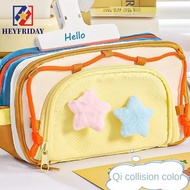 NOVAFLUX Y2K Star Stationery Bag, 7 Multilayer Desktop Storage Korean Pencil Case, Cute Cosmetics Ca