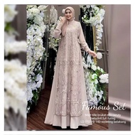 Busana kondangan terlaris brukat Famous Set gamis lebaran viral dewasa bahan brukat mix ceruty babyd