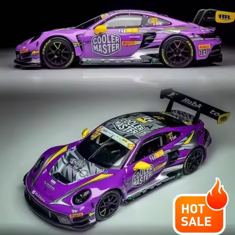 1:64 Porsche 911 GT3 R (992) HubAuto Racing 2023 FIA GT World Cup Macau Cooler Master Diecast Car Mo