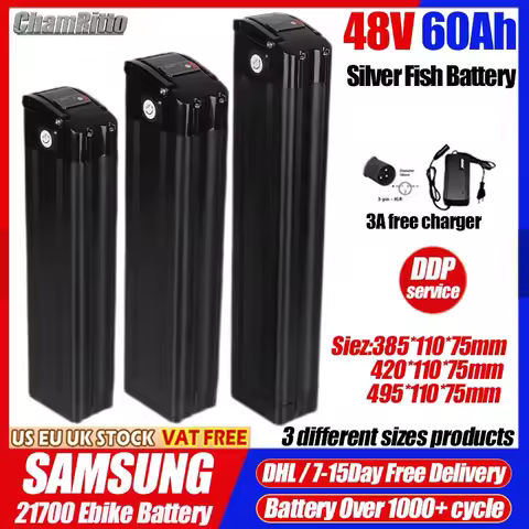 Electric bike cham rider battery 48v 52v silverfish bafang battery 750w 2000w motor 20 30ah 40ah 72v