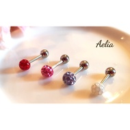 [Etude House] * A012 Gorgeous Bright 5mm Diamond Medical Steel Earrings Lock West German Hypoallerge