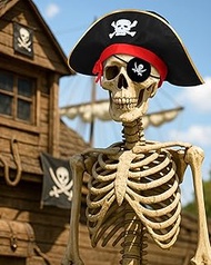Cozypower 2 Pcs 12 ft Skeleton Halloween Pirate Accessories Giant Pirate Theme Decoration Include Ey