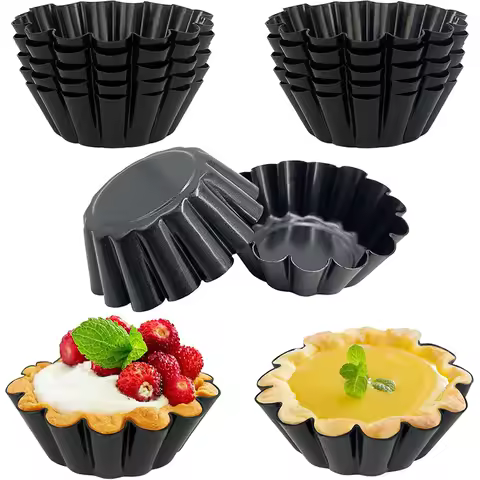 Mini Tart Pans Carbon Steel Egg Tart Molds Non Stick Fluted Muffin Cupcake Tin Mold Pan For Pies Des