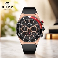BUZZ Germany BZ-TT2067 Men’s Watch 42mm Chronograph Quartz Rubber Strap 3ATM Stainless Steel