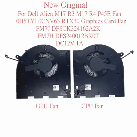 New Original Laptop Cooling Fan For Dell Alien M17 R3 M17 R4 P45E 0H5TYJ 0CNV63 RTX30 Graphics Card 