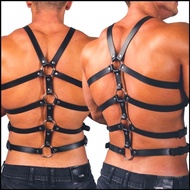Boom Adjustable Straps Buckle Rings Clubwear Black Self Bondage Costumes Men Leather Body Chest Harness Suspenders Punk