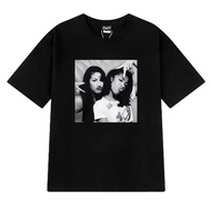 T-shirt cetakan grafik bergaya Aaliyah N Selena, gaya jalanan hip hop, kapas, lengan pendek, untuk l