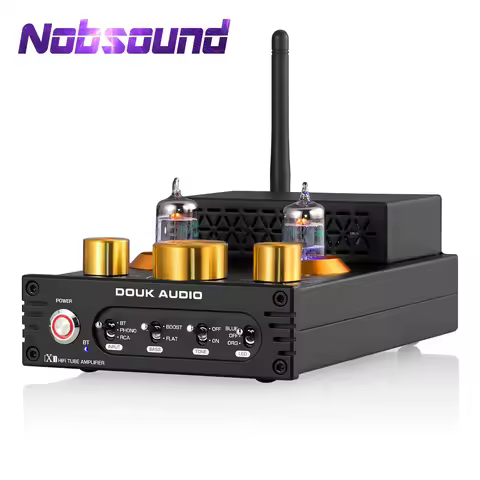 Nobsound HiFi GE5654 Vacuum Tube Amplifier Stereo Bluetooth 5.0 Receiver Amp MM Phono Power Amp for 