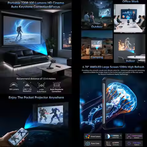 Unihertz 8849 Tank 4 Night Vision Projector Rugged Phone 12GB+512GB 6.78'' Android 14 Dimensity 7300