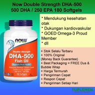 MATA Now Double Strength DHA-500 500dha/250epa 180 Softgels Fish Oil Omega3 Fish Oil Omega3 Cardiovascular Brain Health Supplement Heart Blood Eye Vitamin Vit Mineral DHA500