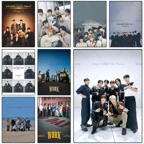 1PC Boy Group ATEEZ Poster Self-adhesive Art Waterproof Paper Sticker Coffee House Bar Room Wall Dec