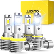 Kombo Mentol LED AUXITO 9005/HB3 H11/H8/H9, 50000LM Cerah 6500K Putih Sejuk, Mentol Lampu Kabus Tanp