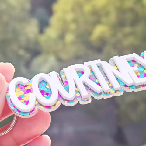 LeeChee New Style Colorful Dot AcrylicBackground Custom Name Keychain White Name Bag Tag Girl's Gift