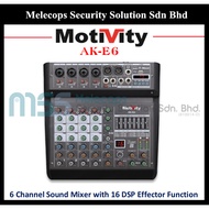 MOTIVITY AK-E6 6 Channel Mixer With USB Playback & Bluetooth Audio Mixer