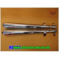 EXHAUST MUFFLER SET PAIR (MB) "CHROME" Fit For HONDA CA160 CA92 CA95 C92 C95 // Pipe Double CHROME P