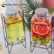4L 5L 8L 10L Juice Drink Glass Jar Dispenser with Stand and Faucet