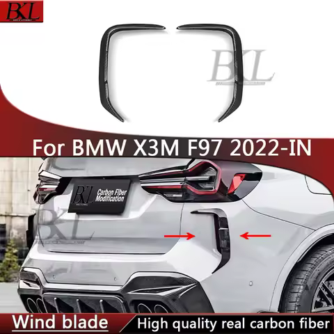 For BMW X3M F97 Rear bumper light frame air blade dry carbon fiber rear bumper side air blade trim