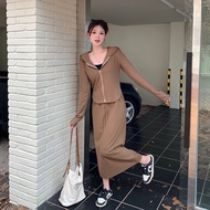 HARUKA One Set Skirt & Hoodie Zipper Crop Vintage Korean Style