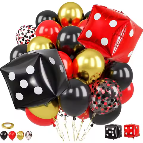 37Pcs/Set Casino Theme Party Decoration Cube Dice Foil Balloon Las Vegas Birthday Party Casino Night