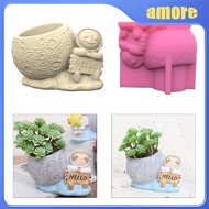 amo Flowerpot Silicone Mold Concrete Moulds Sitting Astronaut Shape Flowerpots Molds
