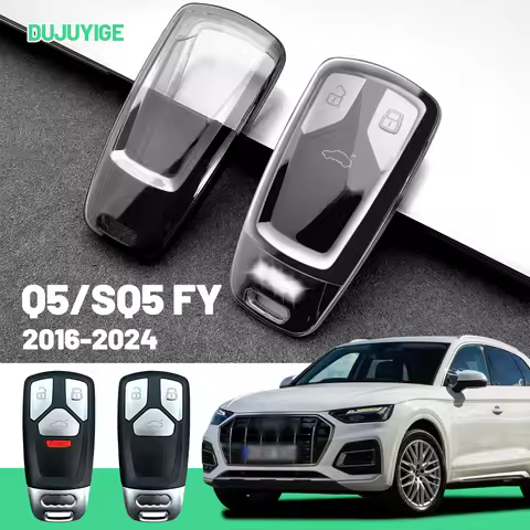 Clear TPU Car Key Case For Audi Q5 SQ5 FY 2016-2024 Key Fob Cover Protector Shell Auto Accessories 2