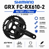 SHIMANO GRX FC-RX610-2 Crankset 46/30T x 165mm 12-Speed Gravel Crank