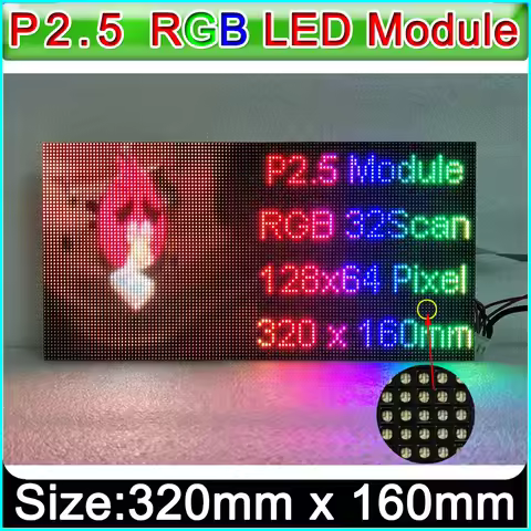 P2.5 full color LED display module,HD RGB Indoor LED video wall LED panel 320mm x 160mm,P2.5 LED dis