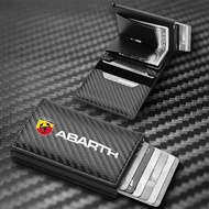 For Fiat Abarth 595 Abarth 500 Abarth 124 Spider Business Brown Black Leather Carbon Fiber Card Hold