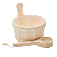 Sauna Wooden Barrel Wooden Spoon Sauna Watering Wooden Barrel Sweat Steaming Portable Wooden Barrel 