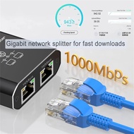 1000Mbps Ethernet Splitter 1 to 2 Network Splitter with USB Power Cable RJ45 Internet Splitter Adapt