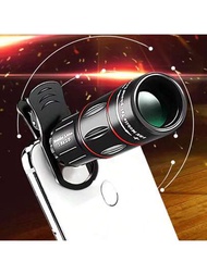 手機望遠鏡18x25高清非暗角單倍變焦鏡,附夾子適用於攝影和觀察