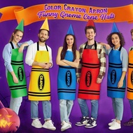 Cross-Border Colorful Crayon Halloween Apron Dwarf Tapered Hat Set Adult Costume Halloween Cosplay ❤