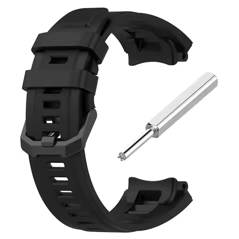 Silicone Black Band Strap for AMAZFIT T-Rex 2 Replacement Man Adjustable Sport Strap Band with Remov