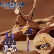 Anime Game Genshin Impact Cyno Cosplay Necklace And Ring Unisex Alloy Choker Chain Finger Rings Pend