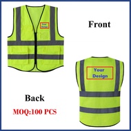 PROT-CN Safety Vest High Visibility Reflective Vest Mesh Safety Clothing Multi Pockets  With Zipper 