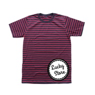 MERAH Men's Black Striped T-Shirt with Red Stripes