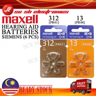 MAXELL HEARING AID ZINC-AIR BATTERY [ 13 10 675 312 ] (6PCS/6BIJI) PR48 PR41