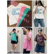 💕Ready Stock🩷Genuine Korean ENJOY THE MOMENT Lower Double-split Splicing Short-Sleeved Top 20270