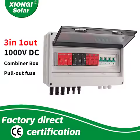Solar Photovoltaic PV Combiner Box 3int-1out-1000V DC String IP65 PV Solar Surge Lightning Protectio
