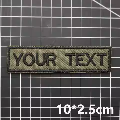 Customized name text embroidery patch with army green background, tactical name sticker, back with h